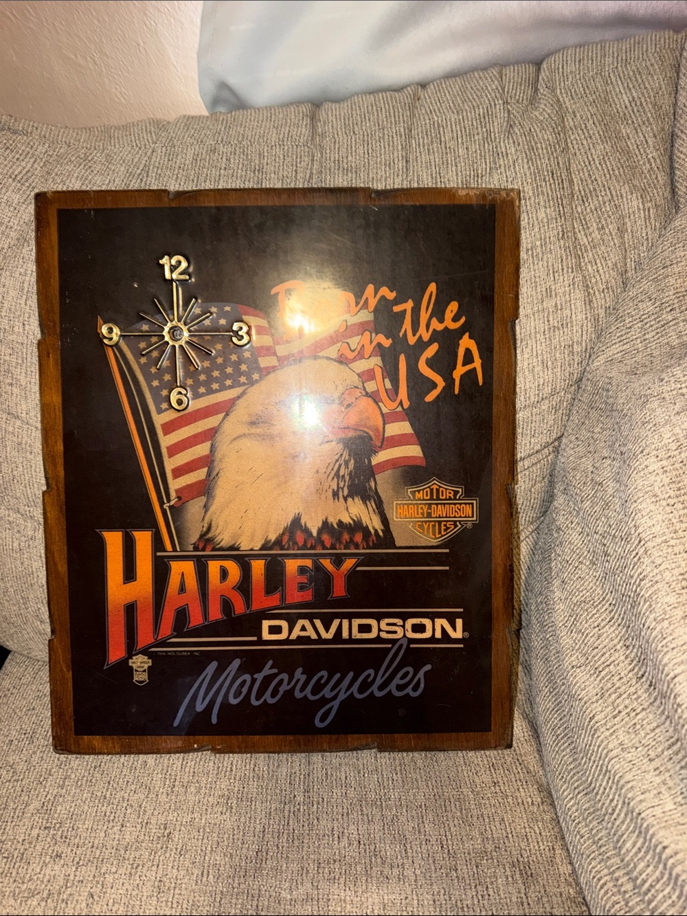 Vintage 1986 Harley-Davidson Wooden Wall Clock - needs new clock mechanism